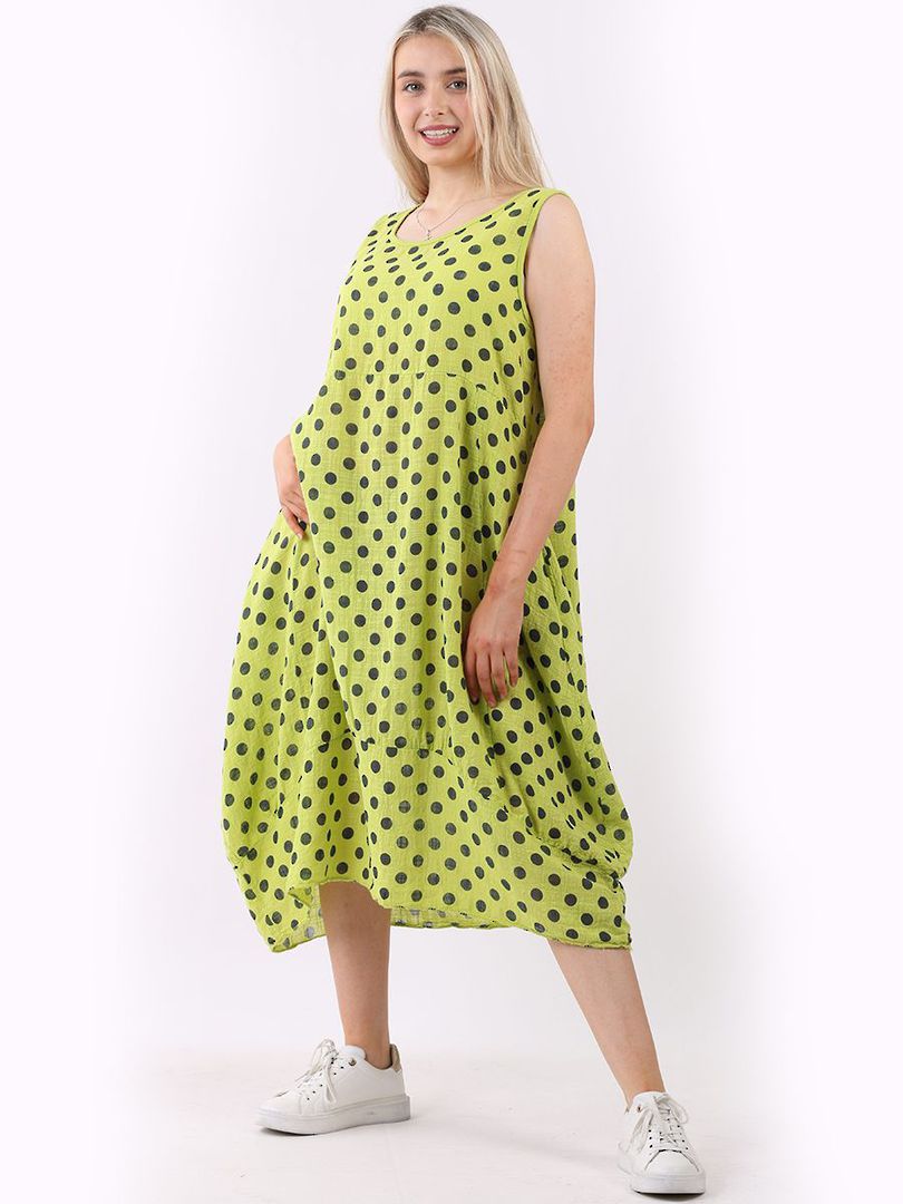 Thea Spotted Dress Lime image 2